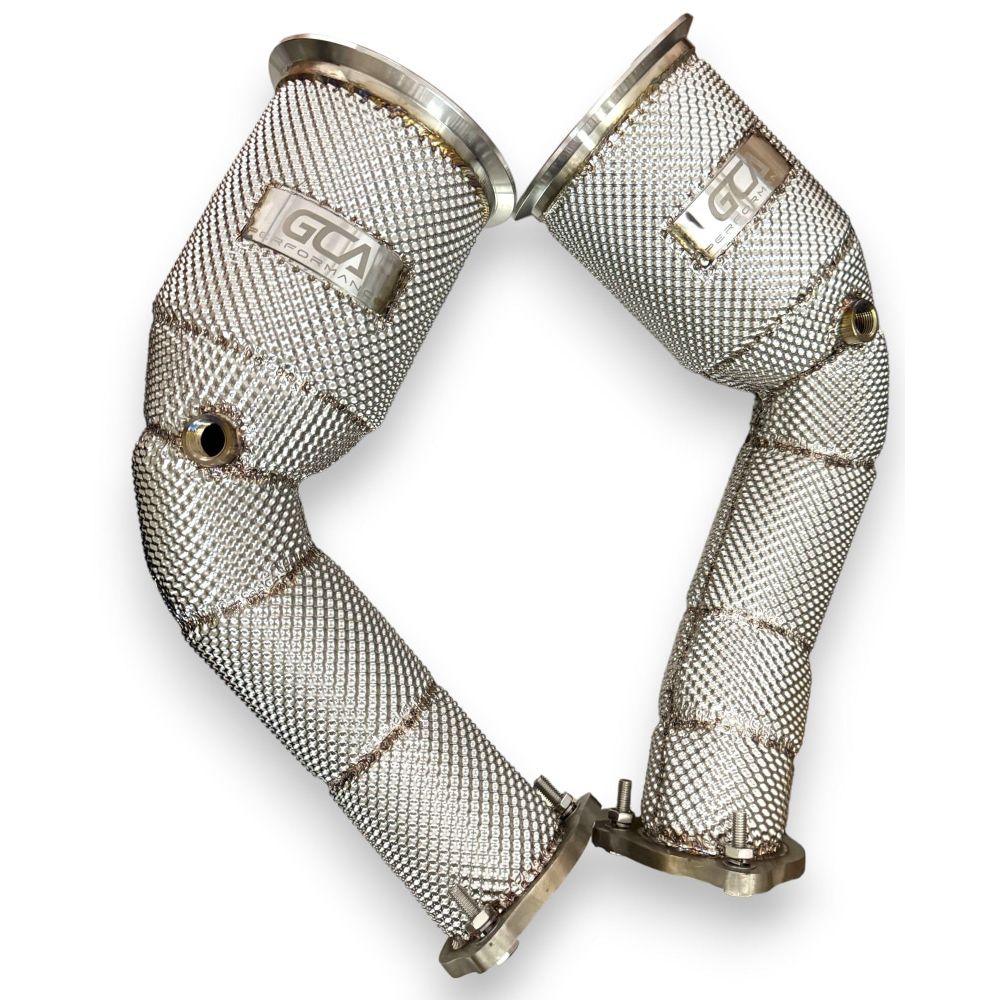 2018 audi rs4 rs5 downpipes b9 5 yes heat shield racing downpipe no cat 738 International Shipping - V7 Motorsports