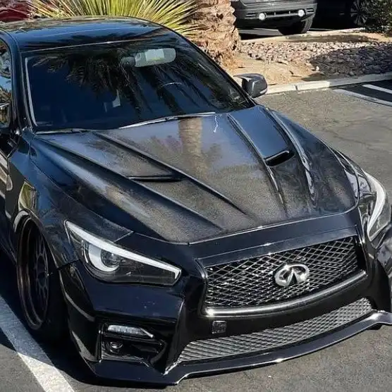 Carbon fiber S q50 hood min 1 Cart - V7 Motorsports